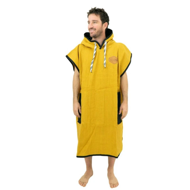All-In PONCHO ALL IN LIGHT WAFFLE JAUNE/NOIR 4 All-In PONCHO ALL IN LIGHT WAFFLE JAUNE/NOIR – Image 2